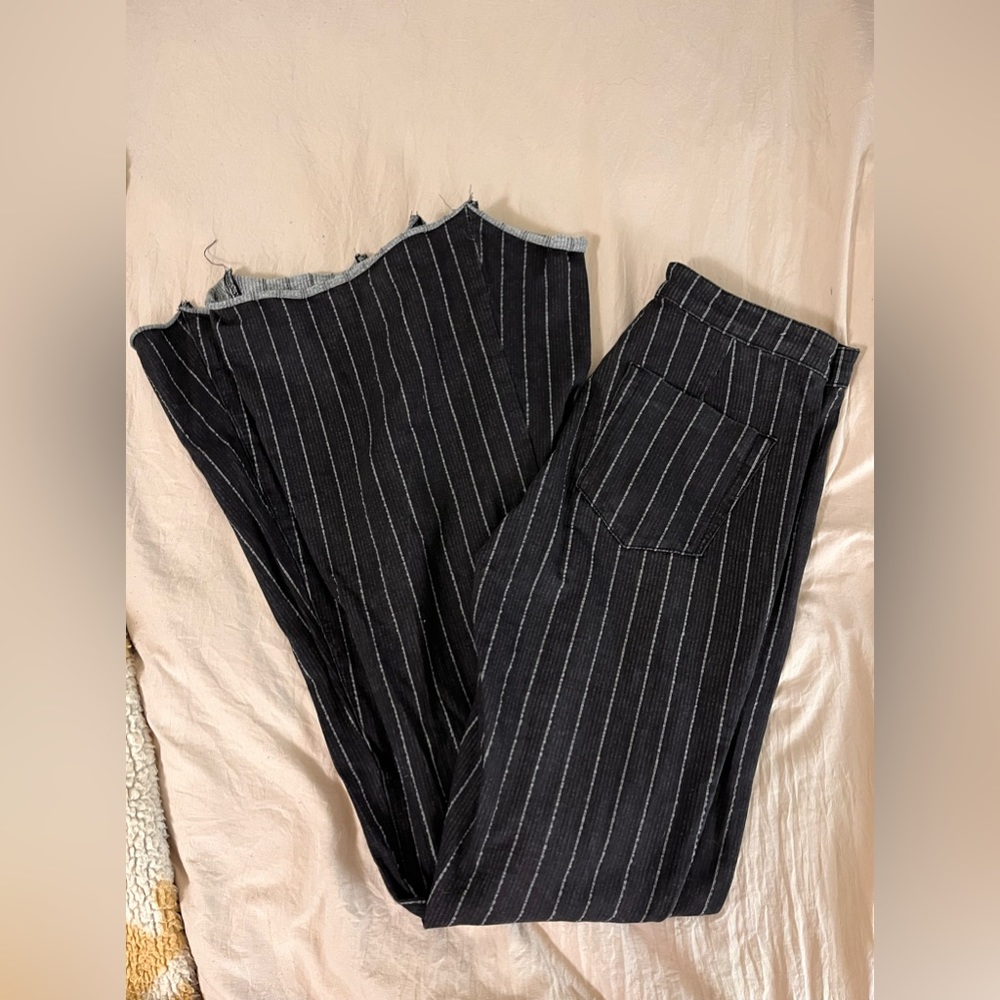 Black and White Striped Flare Pants